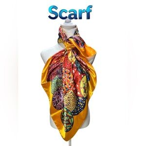 Yellow and Red Patterned Scarf Wrap